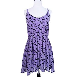 Purple Bat Print Dress